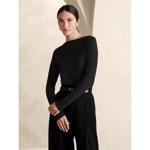 Banana Republic Aleah Wool Blend Boatneck Long Sleeve top Size XS Open Back